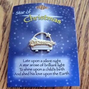 Star of Christmas Pin with Nativity Scene